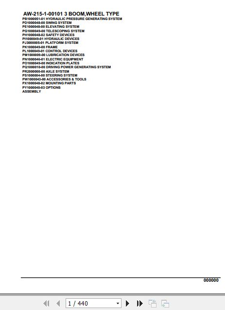 Tadano Crane AW 215 1 00101 3 Boom Wheel Type Parts Catalog 1