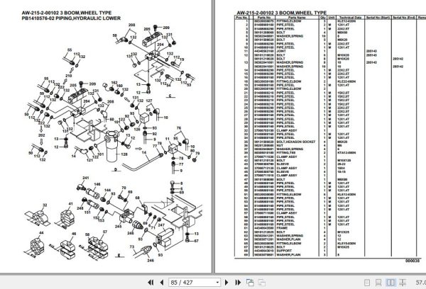 Tadano Crane AW 215 2 00102 3 Boom Wheel Type Parts Catalog 2