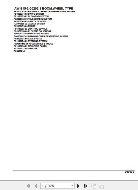 Tadano Crane AW 215 2 00202 3 Boom Wheel Type Parts Catalog 1