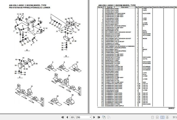 Tadano Crane AW 250 1 00501 3 Boom Wheel Type Parts Catalog 2