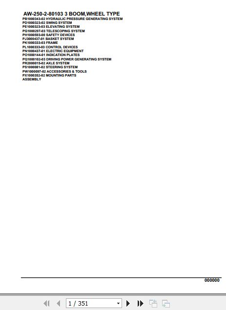 Tadano Crane AW 250 2 80103 3 Boom Wheel Type Parts Catalog 1
