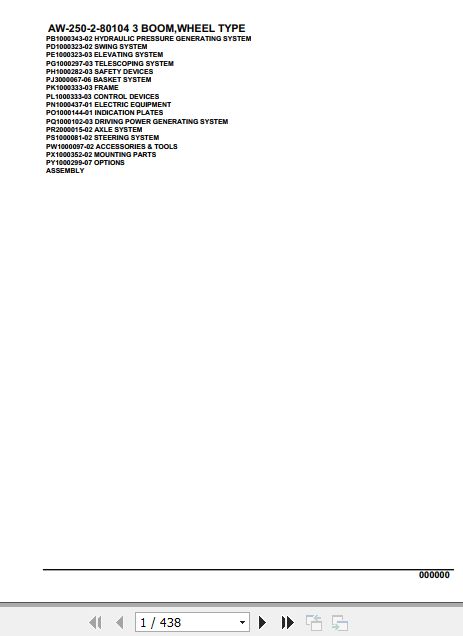 Tadano Crane AW 250 2 80104 3 Boom Wheel Type Parts Catalog 1