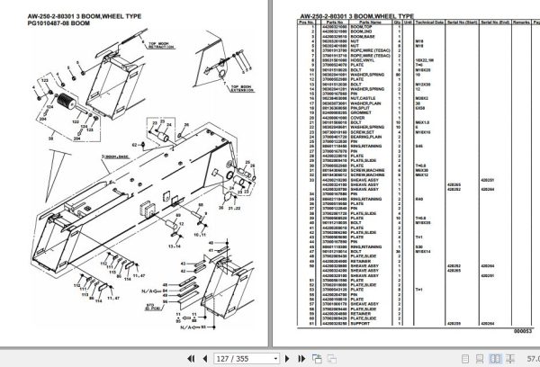 Tadano Crane AW 250 2 80301 3 Boom Wheel Type Parts Catalog 2