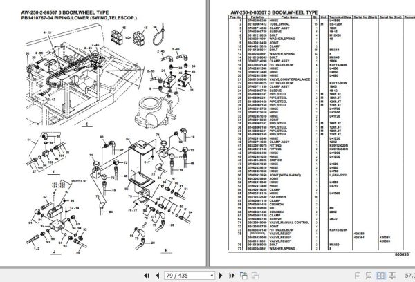 Tadano Crane AW 250 2 80507 3 Boom Wheel Type Parts Catalog 2