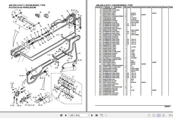 Tadano Crane AW 250 2 81011 3 Boom Wheel Type Parts Catalog 2