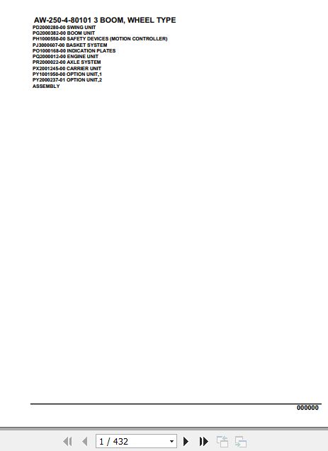 Tadano Crane AW 250 4 80101 3 Boom Wheel Type Parts Catalog 1