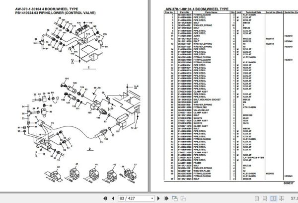 Tadano Crane AW 370 1 80104 4 Boom Wheel Type Parts Catalog 2