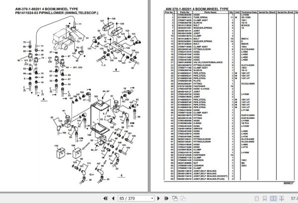 Tadano Crane AW 370 1 80201 4 Boom Wheel Type Parts Catalog 2