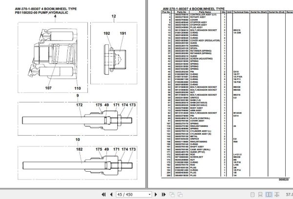 Tadano Crane AW 370 1 80307 4 Boom Wheel Type Parts Catalog 2