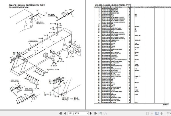 Tadano Crane AW 370 1 80308 4 Boom Wheel Type Parts Catalog 2