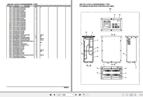Tadano Crane AW 370 1 81014 4 Boom Wheel Type Parts Catalog 2