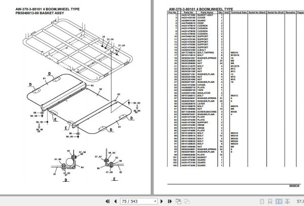 Tadano Crane AW 370 3 80101 4 Boom Wheel Type Parts Catalog 2