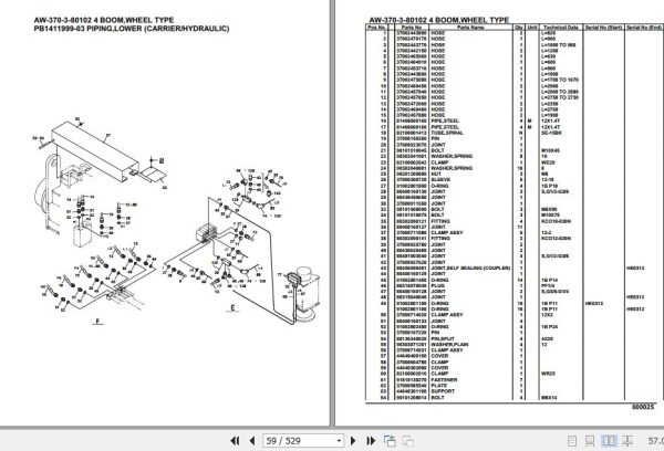 Tadano Crane AW 370 3 80102 4 Boom Wheel Type Parts Catalog 2