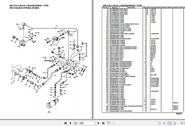 Tadano Crane AW 370 3 80122 4 Boom Wheel Type Parts Catalog 2