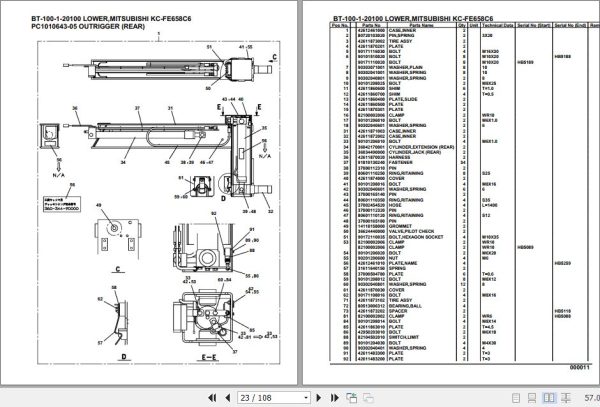 Tadano Crane BT 100 1 20100 Lower Mitsubishi KC FE658C6 Parts Catalog 2