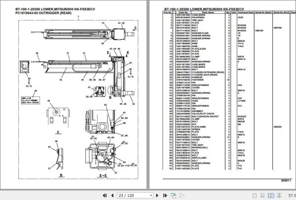 Tadano Crane BT 100 1 20300 Lower Mitsubishi KK FE63ECV Parts Catalog 2