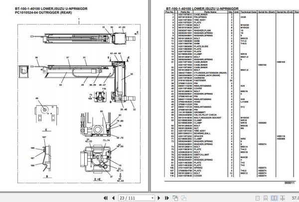 Tadano Crane BT 100 1 40100 Lower Isuzu U NPR66GDR Parts Catalog 2