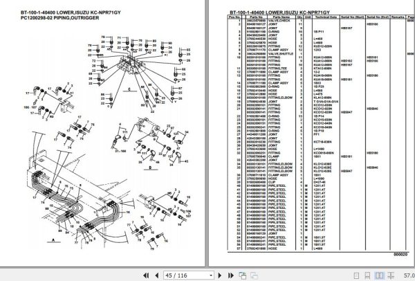 Tadano Crane BT 100 1 40400 Lower Isuzu KC NPR71GY Parts Catalog 2