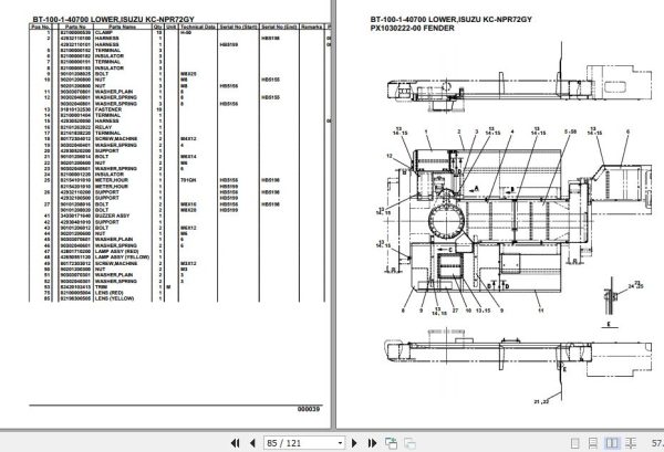 Tadano Crane BT 100 1 40700 Lower Isuzu KC NPR72GY Parts Catalog 2