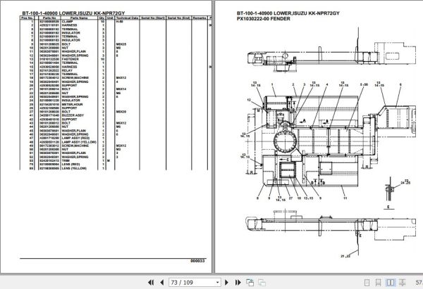 Tadano Crane BT 100 1 40900 Lower Isuzu KK NPR72GY Parts Catalog 2