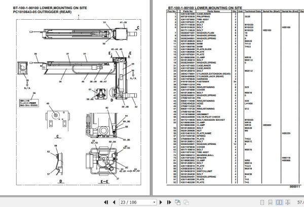 Tadano Crane BT 100 1 90100 Lower Mounting On Site Parts Catalog 2