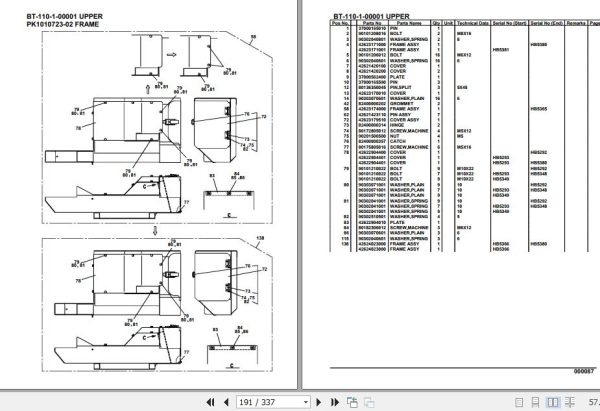 Tadano Crane BT 110 1 00001 Upper Parts Catalog 2