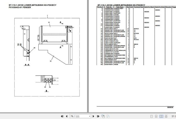 Tadano Crane BT 110 1 20100 Lower Mitsubishi KK FE63ECY Parts Catalog 2