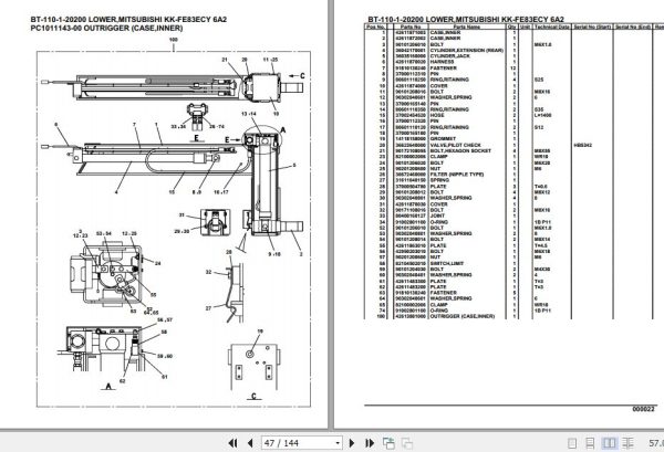 Tadano Crane BT 110 1 20200 Lower Mitsubishi KK FE83ECY 6A2 Parts Catalog 2