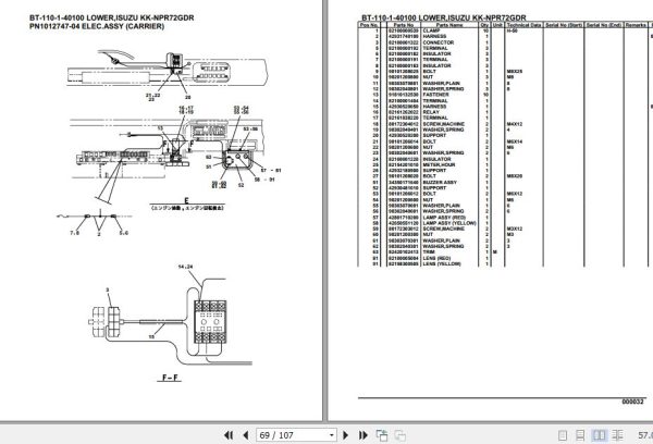 Tadano Crane BT 110 1 40100 Lower Isuzu KK NPR72GDRS Parts Catalog 2