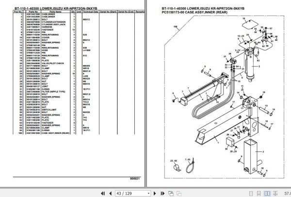 Tadano Crane BT 110 1 40300 Lower Isuzu KR NPR72GN 5NXYB Parts Catalog 2
