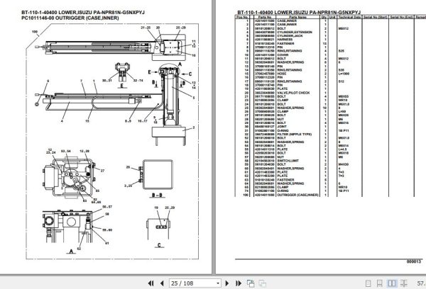Tadano Crane BT 110 1 40400 Lower Isuzu PA NPR81N G5NXPYJ Parts Catalog 2