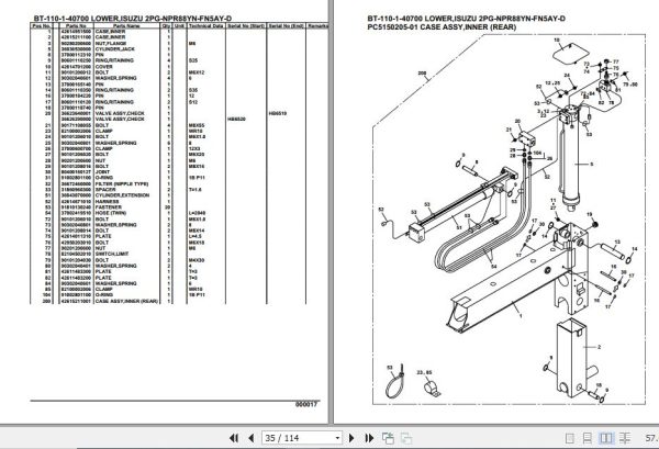 Tadano Crane BT 110 1 40700 Lower Isuzu 2PG NPR88YN FN5AY D Parts Catalog 2