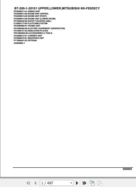 Tadano Crane BT 200 1 20101 Upper Lower Mitsubishi KK FE63ECY Parts Catalog 1