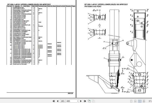 Tadano Crane BT 200 1 40101 Upper Lower Isuzu KK NPR72GY Parts Catalog 2