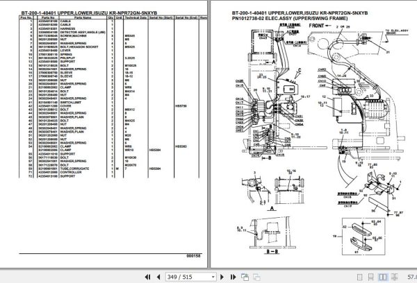 Tadano Crane BT 200 1 40401 Upper Lower Isuzu KR NPR72GN 5NXYB Parts Catalog 2
