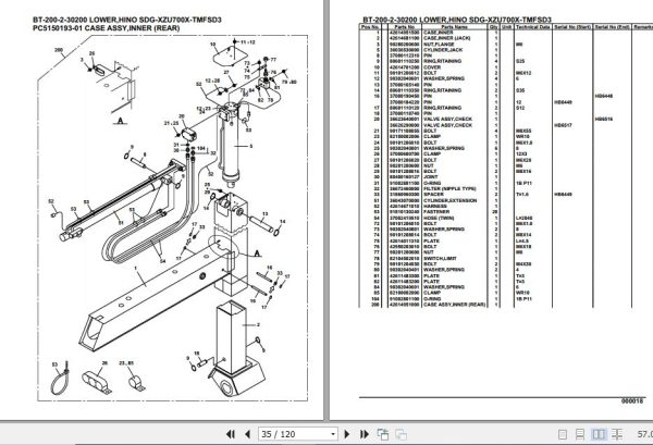 Tadano Crane BT 200 2 30200 Lower Hino SDG XZU700X TMFSD3 Parts Catalog 2