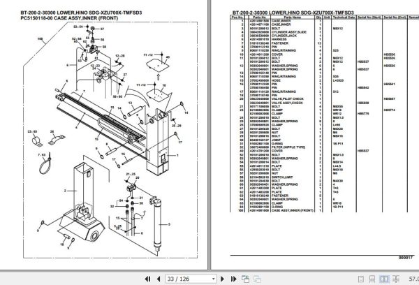 Tadano Crane BT 200 2 30300 Lower Hino SDG XZU700X TMFSD3 Parts Catalog 2