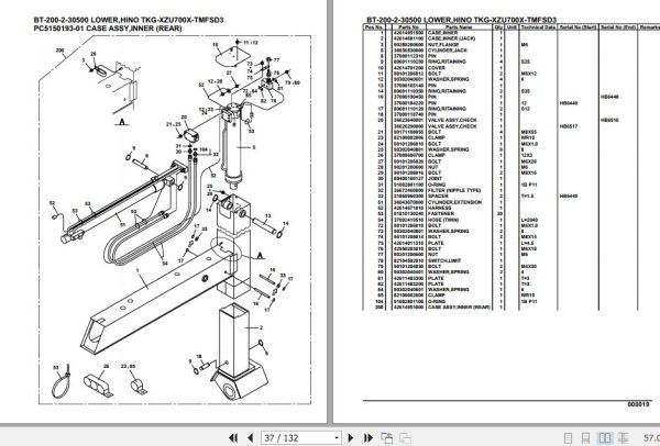 Tadano Crane BT 200 2 30500 Lower Hino TKG XZU700X TMFSD3 Parts Catalog 2