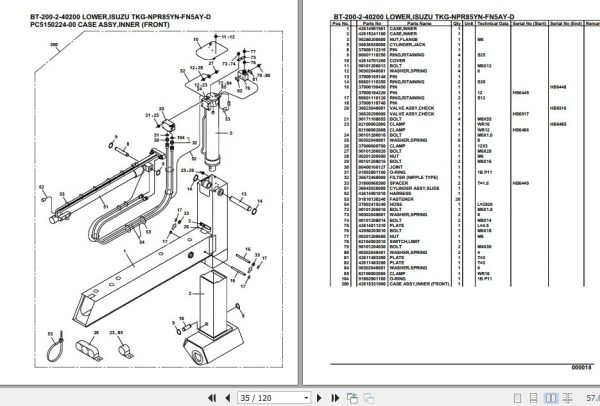 Tadano Crane BT 200 2 40200 Lower Isuzu TKG NPR85YN FN5AY D Parts Catalog 2