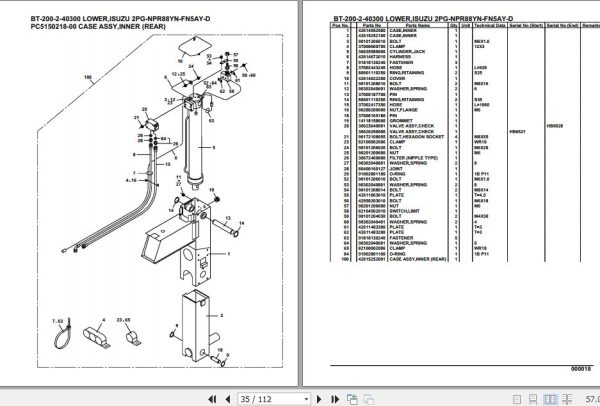 Tadano Crane BT 200 2 40300 Lower Isuzu 2PG NPR88YN FN5AY D Parts Catalog 2
