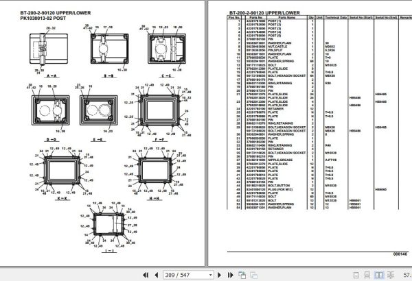 Tadano Crane BT 200 2 90120 Upper Lower Parts Catalog 2