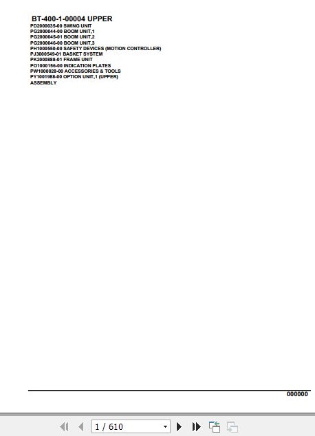 Tadano Crane BT 400 1 00004 Upper Parts Catalog 1