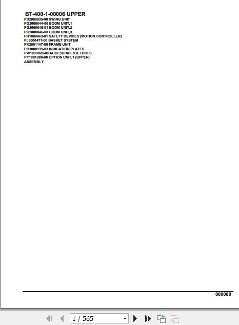 Tadano Crane BT 400 1 00006 Upper Parts Catalog 1
