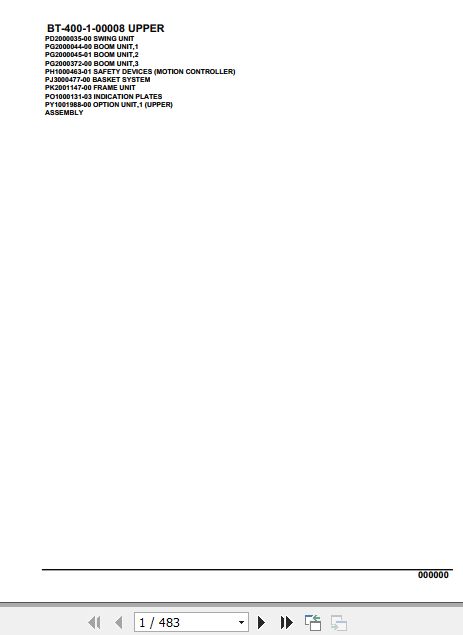 Tadano Crane BT 400 1 00008 Upper Parts Catalog 1