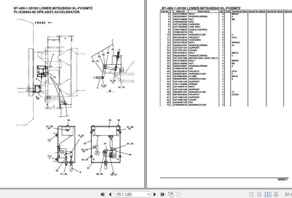 Tadano Crane BT 400 1 20100 Lower Mitsubishi KL FV50MTZ Parts Catalog 2