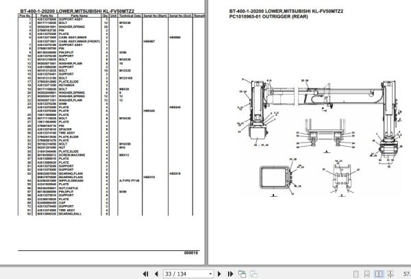Tadano Crane BT 400 1 20200 Lower Mitsubishi KL FV50MTZ2 Parts Catalog 2