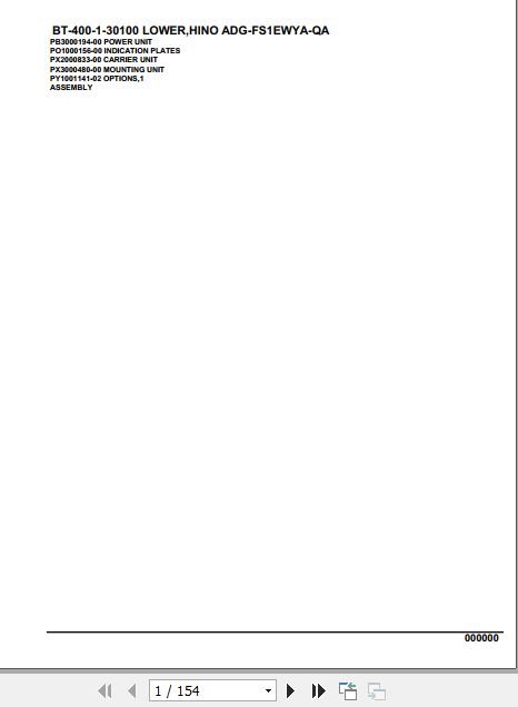 Tadano Crane BT 400 1 30100 Lower Hino ADG FS1EWYA QA Parts Catalog 1
