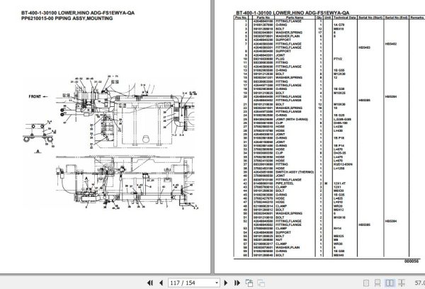 Tadano Crane BT 400 1 30100 Lower Hino ADG FS1EWYA QA Parts Catalog 2