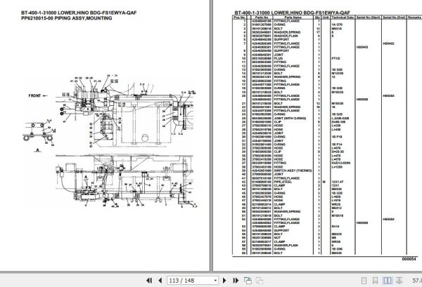 Tadano Crane BT 400 1 31000 Lower Hino BDG FS1EWYA QAF Parts Catalog 2