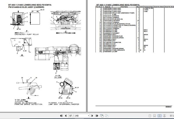 Tadano Crane BT 400 1 31400 Lower Hino BDG FS1EWYA Parts Catalog 2